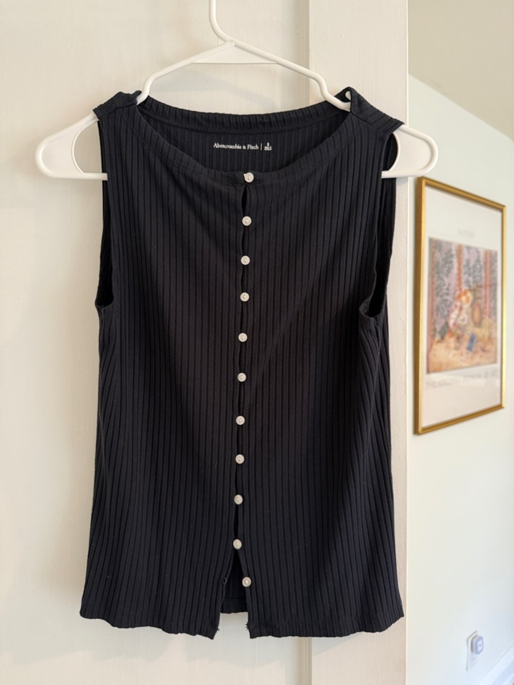 Abercrombie & Fitch Navy Ribbed Button-Front Tank Top